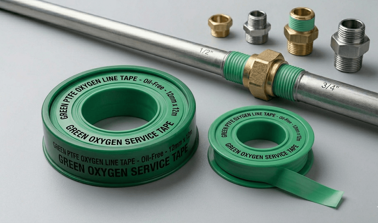 Green PTFE tape for Oxygen service