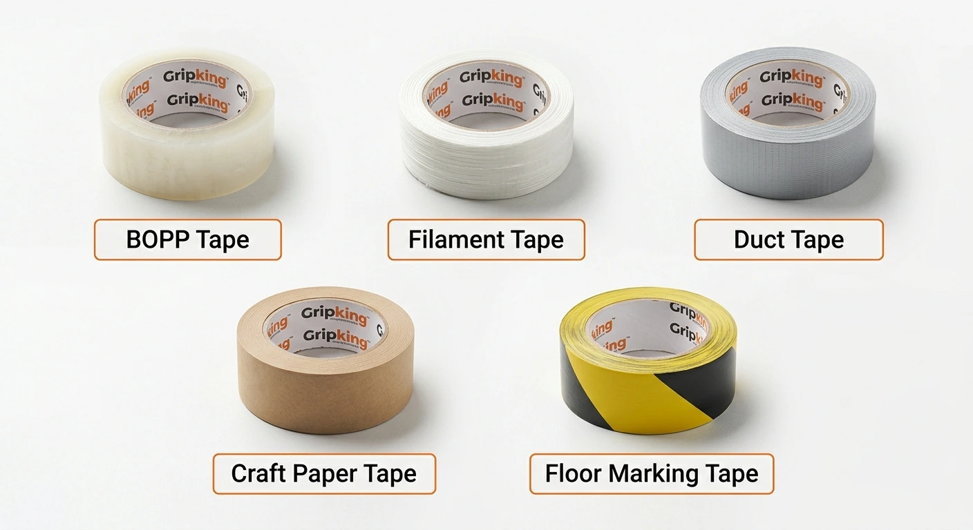 BOPP, filament, duct, craft paper, and floor marking tape
