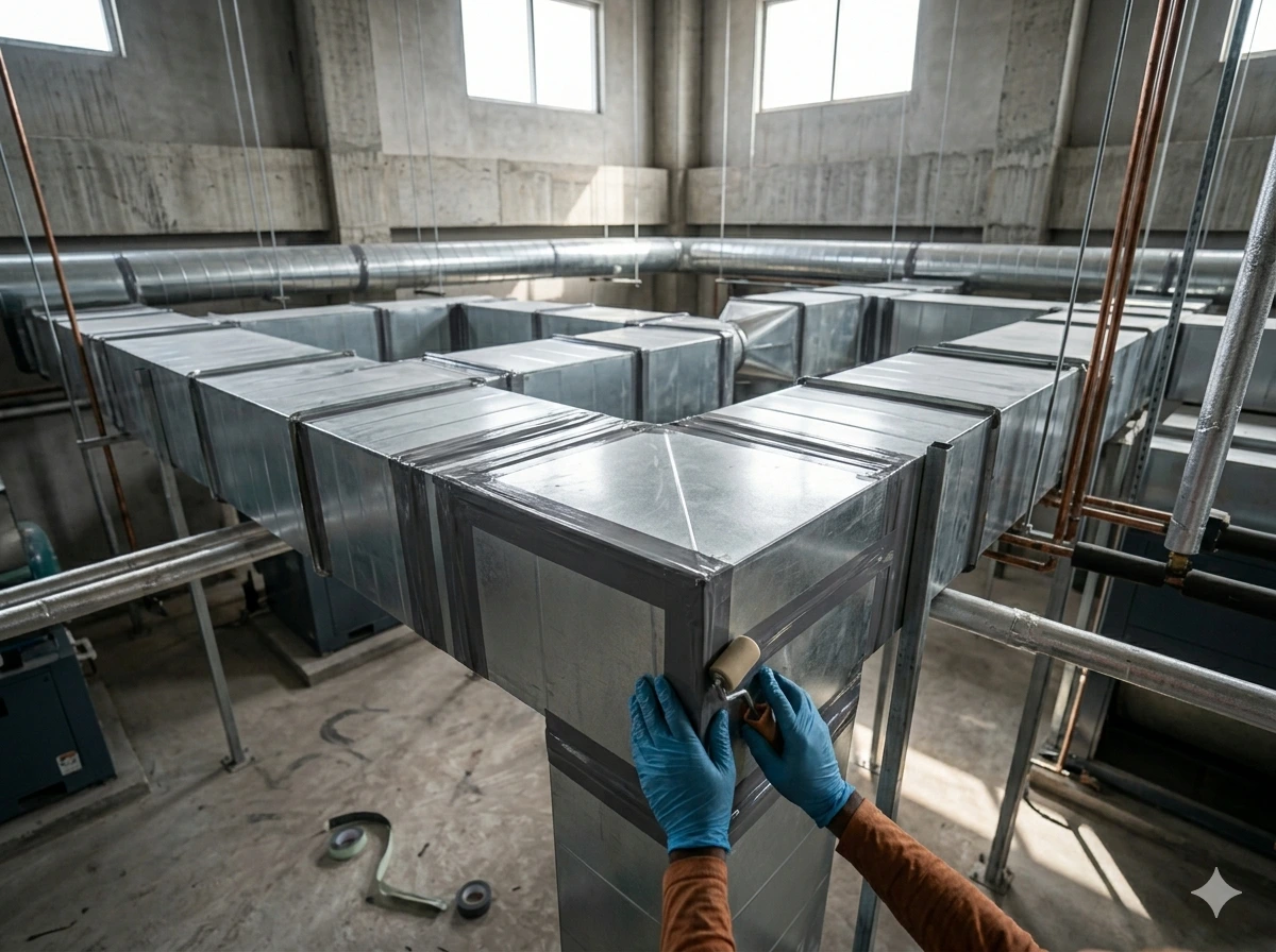 HVAC ducts with Butyl Water Proofing Tape