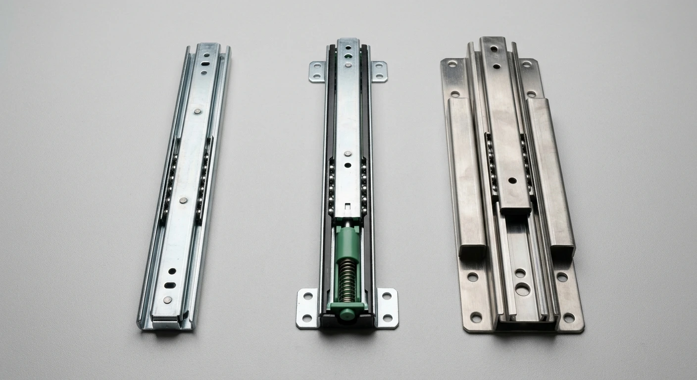 Comparison of standard, soft-close, and heavy-duty telescopic channel variants